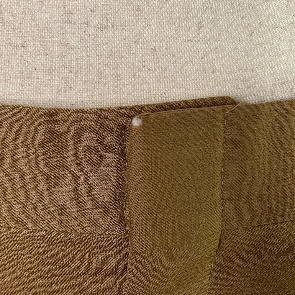 Vintage 70s Wool Pants Slacks Relaxed Khaki Tan Straight Leg Retro Academia